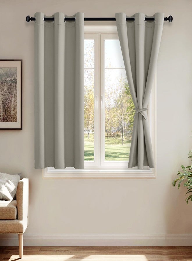 JIUZHEN Blackout Curtains with Tiebacks-Thermal Insulated and Light Blocking,2 Panels, 42 x 45 Inch,Silver Grey - Image 1